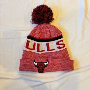 Vintage Chicago Bulls Knit Beanie Pom Hat | Red Black White | NBA OSFM